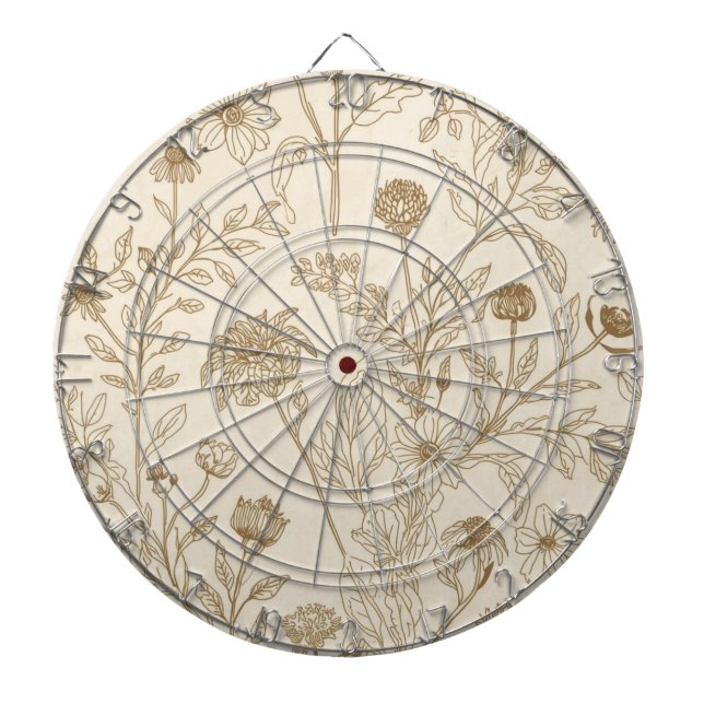 Diana Antique Sepia Botanical Line Art Floral Pattern (Frente)