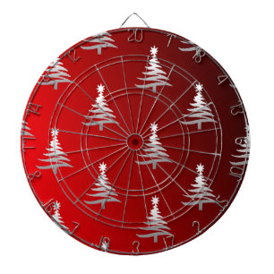 Diana Árboles de Navidad plateados en rojo