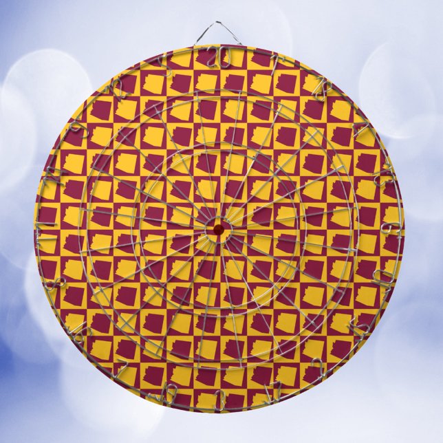 Diana Arizona Pop Art Geometric Maroon Gold Pattern  (A dartboard with a maroon and gold pattern of the US state of Arizona!)