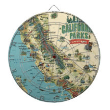 Arte de mapa vintage ilustrado de parques de Calif