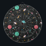 Diana Ataques espaciales con cohetes y estrellas<br><div class="desc">Planetas astronómicos,  cometas y estrellas de color negro con barcos de cohetes</div>