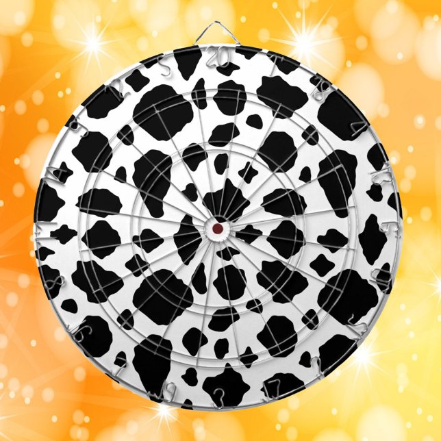 Diana Black and White Cow Print Pattern Farmhouse (A dartboard with a black and white cow pattern)
