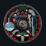 Diana Black Hole Pinball<br><div class="desc">¡Para los aficionados al pinball o a la arcada de la familia! Un divertido tablero con temática de pinball completamente personalizado. Perfecto para juegos de dardos tradicionales, nuevos juegos propios o como una divertida pieza de arte de declaración. Cuenta con una fresca espiral de hoyos negros en el centro rodeada...</div>