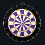 Diana Blanco, oro, púrpura, y negro<br><div class="desc">Blanco,  oro,  púrpura,  y juego de mesa coloreado negro del dardo incluyendo 6 dardos de cobre amarillo</div>