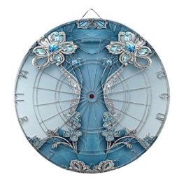 Diana Blue Ornate Floral Dartboard