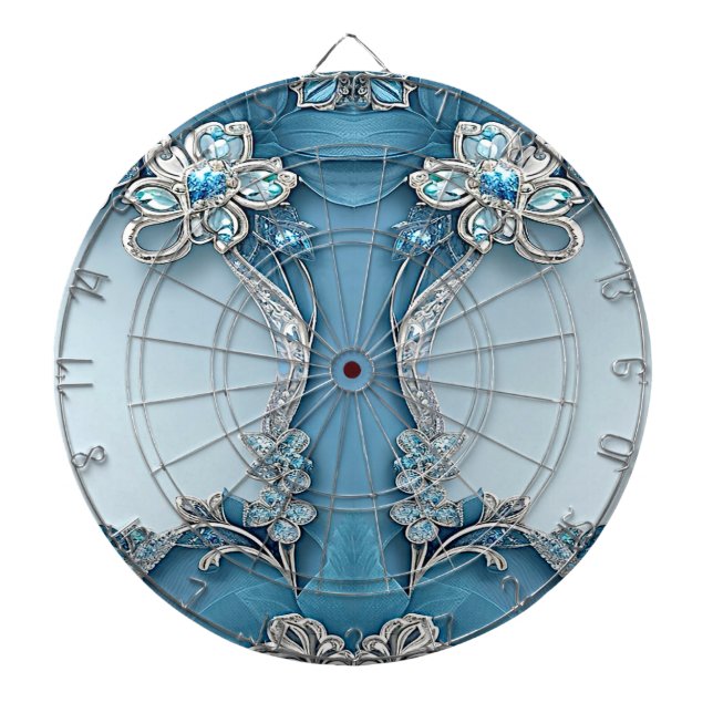 Diana Blue Ornate Floral Dartboard (Frente)