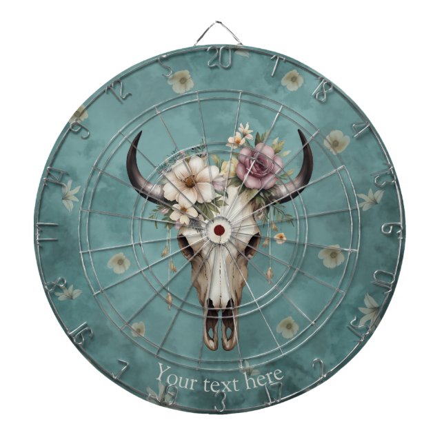 Diana Boho Moda Watercolor Floral Cow Skull (Frente)