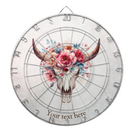 Diana Boho Moda Watercolor Floral Cow Skull