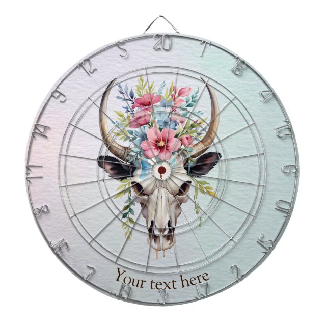 Diana Boho Moda Watercolor Floral Cow Skull (Frente)