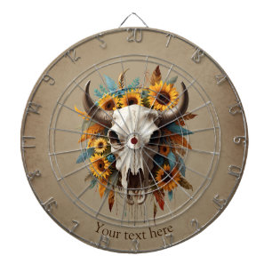 Diana Boho Moda Watercolor Foco de girasol Cow Skull