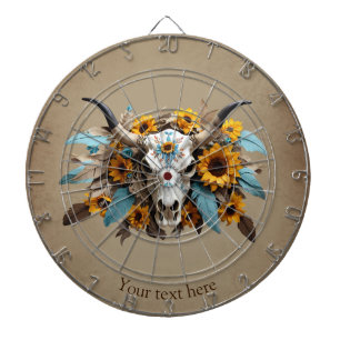 Diana Boho Moda Watercolor Foco de girasol Cow Skull
