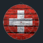 Diana Bolso de madera rústico de la bandera suiza<br><div class="desc">La bandera de Suiza pintó en la madera rústica.</div>