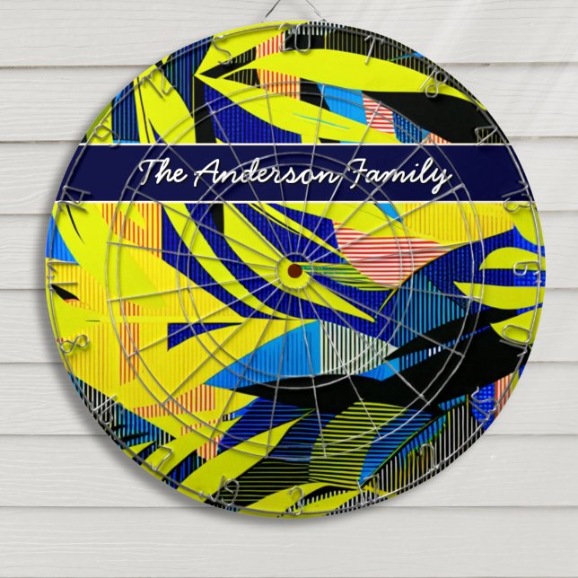 Diana Brillante Resumen Las hojas de palmeras tropicales (A personalized dart board, with a vibrant tropical palm leaves design in an abstract style)