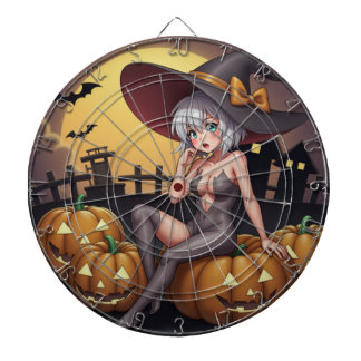 Diana Bruja de Halloween con ojos verdes sobre Jack-O-La