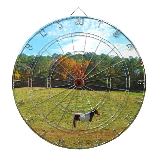 Diana Caballo marrón y blanco, árboles de otoño, cielo a (Frente)