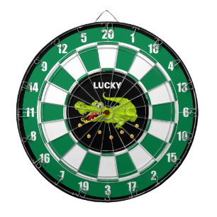 Diana Caimán lindo y monedas de oro sobre negro, verde y