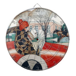 Diana Chica y perro de pug en un automóvil rojo