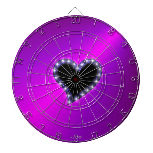 Diana Corazón negro con estrellas en arcoiris rosado mor (Frente)