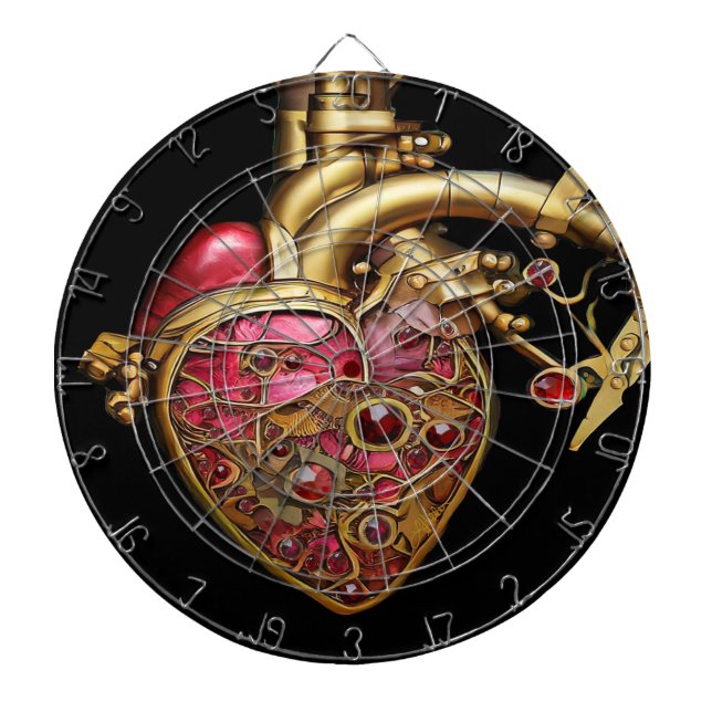 Diana Corazón Steampunk Anatómico Rubíes y Engranajes (Frente)