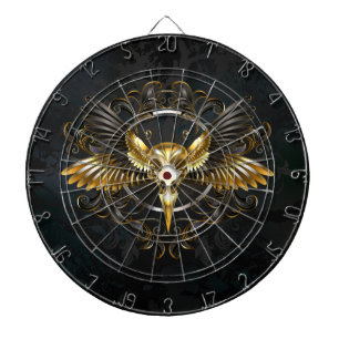 Diana Cráneo de pájaro dorado sobre fondo negro