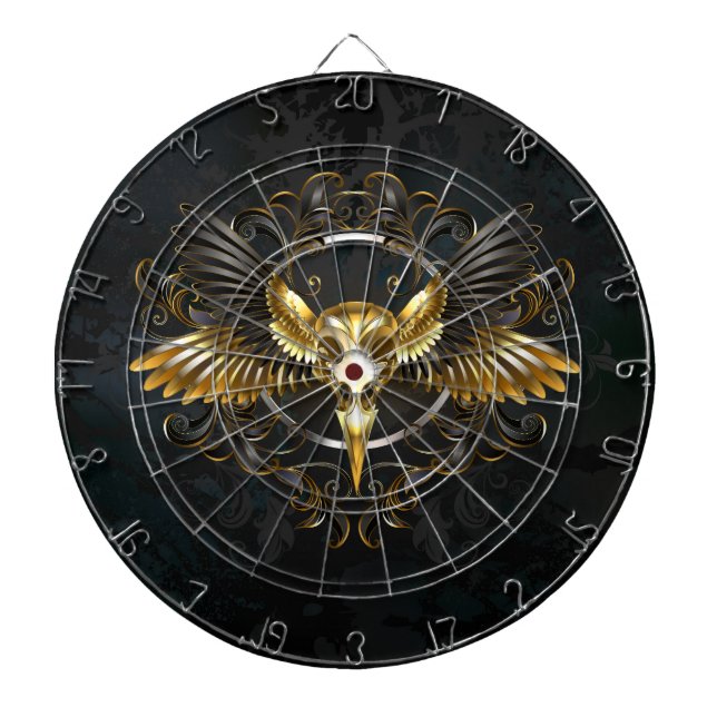 Diana Cráneo de pájaro dorado sobre fondo negro (Frente)