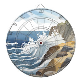 Diana Crashing Waves | Rocky Coastal Shore Watercolor