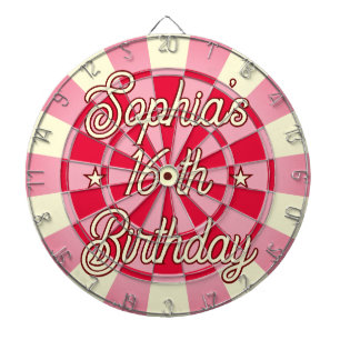 Diana Cumpleaños dulce 16 personalizado retro rosa y roj