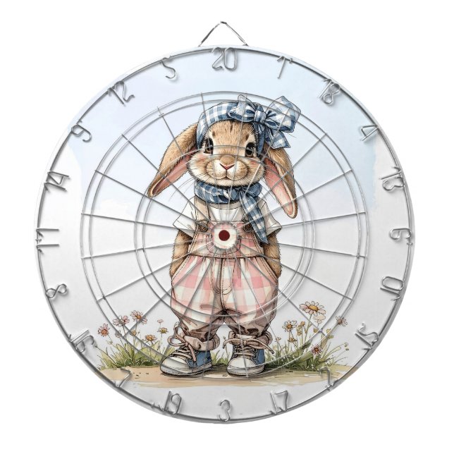 Diana Custom Name girly rabbit blue check bow (Frente)