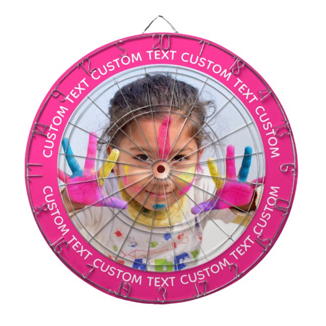 Diana Custom Photo Dartboard & Text - PINK Surround (Frente)