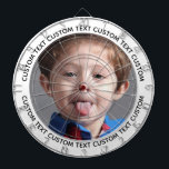 Diana Custom Photo Dartboard & Text - WHITE Surround<br><div class="desc">Custom Photo Dartboard template with personalized text and WHITE round photo framing surround (other color surrounds available in store). Your face on a dartboard. One click personalize upper and lower text plus replace image, or full customization via Edit Screen. Regulation size with metal frame and 6 brass darts (Stars and...</div>