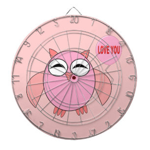 Diana Cute Pink Love You Owl Dart Board