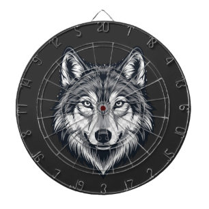 Diana Dardo con gráfico de cabeza de lobo solitario fero