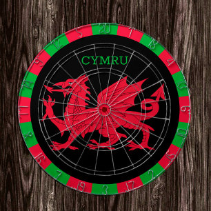 Diana Dartboard de bandera galesa y dardos de Gales / ta