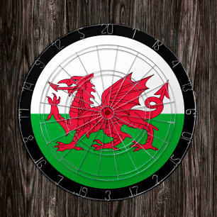 Diana Dartboard de Gales y dardos con bandera galesa / t