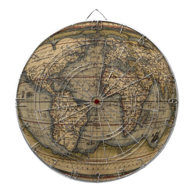 Diana Dartboard del mapa del mundo de Ortelius (Frente)