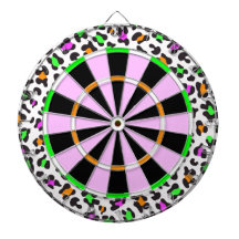 Dartboard femenino del estampado leopardo de neón