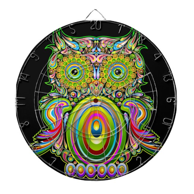 Diana Dartboard psicodélico de Popart del búho (Frente)