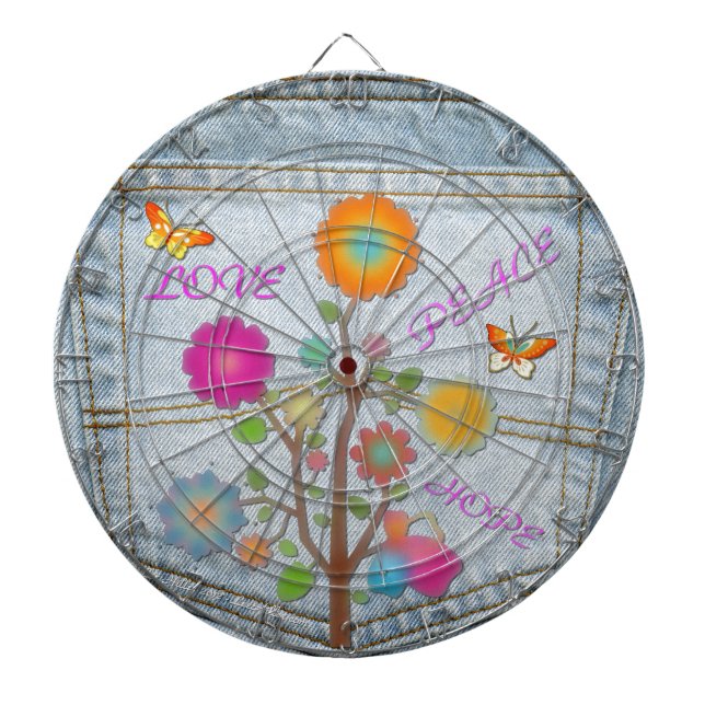 Diana Denim Back Pocket Flowers Peace Love Hope (Frente)