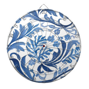 Diana Diseño floral azul y blanco   Patrón de chinoiseri
