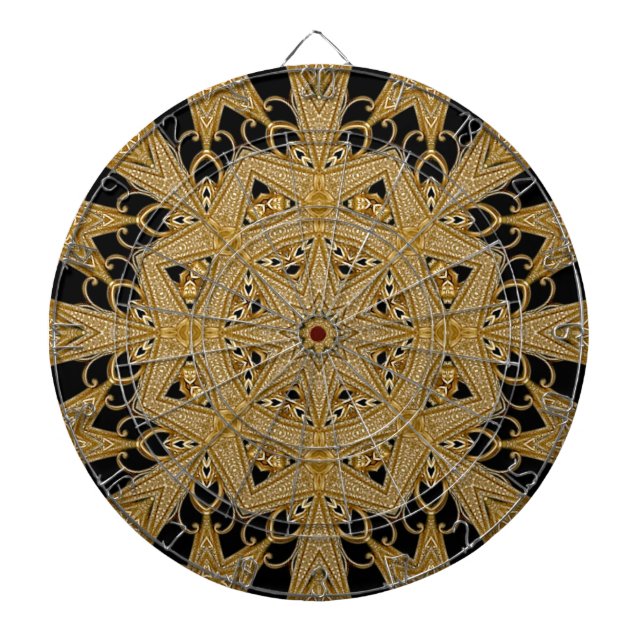Diana Dorado Black Ornate Floral Dartboard (Frente)