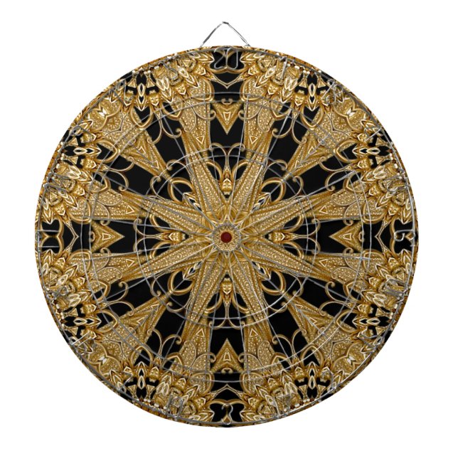 Diana Dorado Black Ornate Floral Dartboard (Frente)