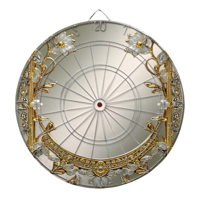 Diana Dorado Ornate White Floral Dartboard (Frente)