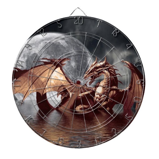 Diana Dragon & Moon Fantasy Art Dart Board (Frente)