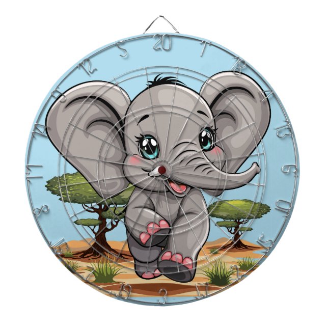 Diana El bebé elefante salta feliz en la sabana africana (Frente)