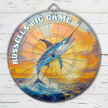 Diana El pescador deportivo moderno Marlin<br><div class="desc">Personalice este pescador deportivo Dartboard con su nombre. Hace un gran regalo para un pescador. Diseñado para ti por Blackberry Boulevard.</div>