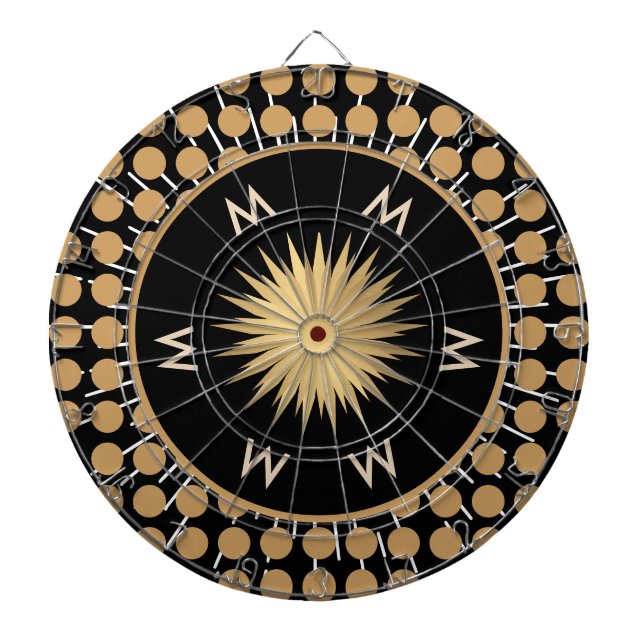 Diana Elegant Black Gold Dot Pattern Monogram (Frente)