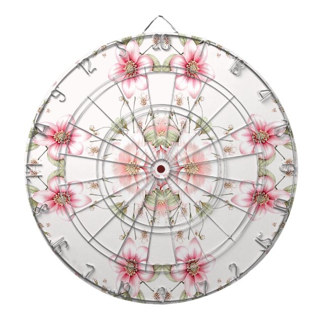 Diana Elegant Pink White Floral Dartboard (Frente)