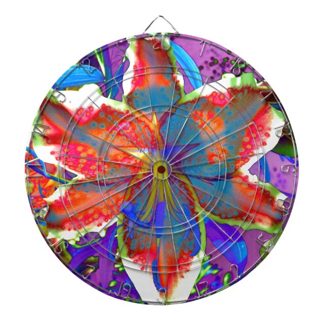 Diana Elegante abstracto retro azul rojo floral acuarela (Frente)