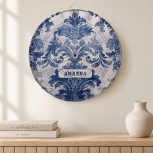 Diana Elegante damasco Azul toile de jouy monograma