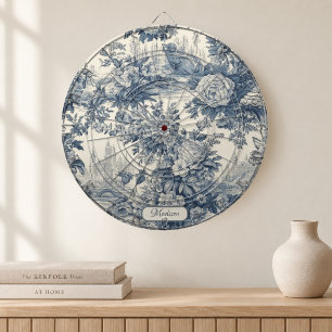 Diana Elegante floral vintage azul monograma toile de jo